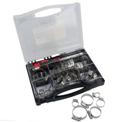 AB Tools Jubilee Clip 35Pc Stainless Steel Hose Clamp With Nut Driver Screwdriver from B&Q