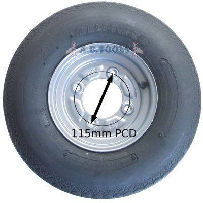 AB Tools Trailer Wheel Rim & Tyre 4.00-8 6 Ply 115mm Pcd Erde Daxara Trsp17 from B&Q