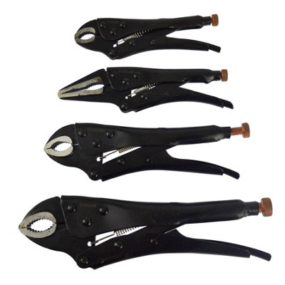 B&Q -  4Pc Locking Grip Wrench Set Vice Locking Pliers Mole Grips Heavy Duty At017