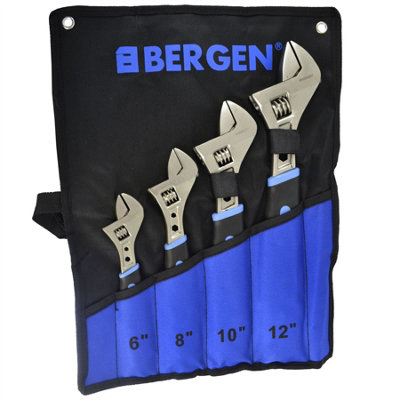 AB Tools 4Pc Adjustable Spanner / Monkey Pipe Wrench Set Covers Range 0-36mm from B&Q