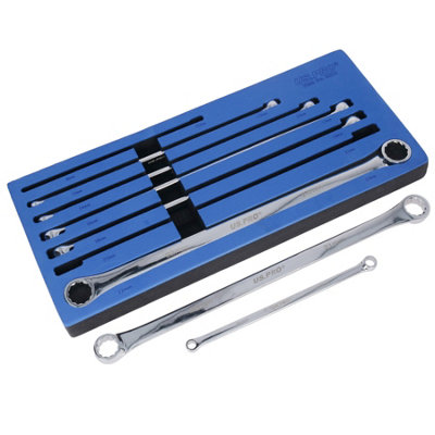 B&Q -  Extra Long Double Ended Ring Spanner Aviation Wrench 8mm24mm 7Pc Set