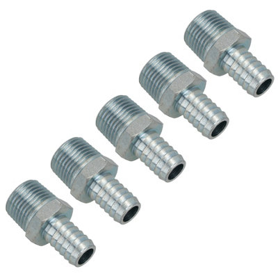 Ab Tools 1/4" Bsp Thread Hose Tail 1/4" (6Mm) Pipe Connector Air Fitting 5 Pack Ft033