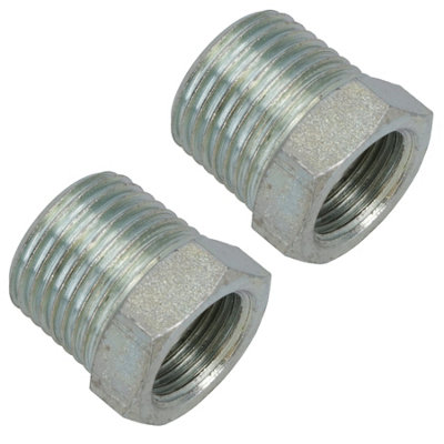 B&Q -  1/2" Bsp Male To 3/8" Bsp Female Threaded Adapter Hex Bush 2 Pack Ft066