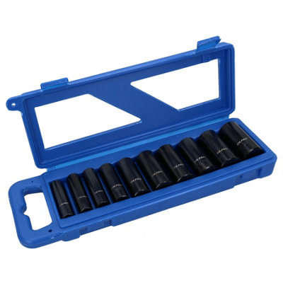 B&Q -  3/8 In Drive Deep Metric Impact Sockets mm 6 Sided  10Pc Set