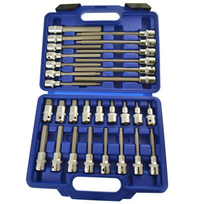 Ab Tools 1/2In Drive Allen Hex Key Metric Sockets Shallow And Deep 5Mm To 19Mm 30Pc