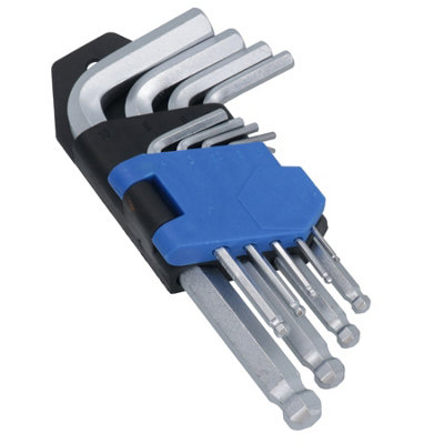AB Tools Metric mm Stubby Hex Allen Key Set Ball Ended 1.5mm10mm 9Pc Kit from B&Q