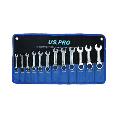 AB Tools Stubby Metric Ratchet Spanners / Spanner 12Pc 8mm-19mm from B&Q
