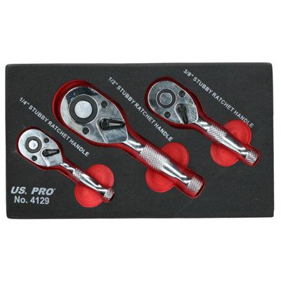 AB Tools Stubby Ratchet 1/4 / 3/8 1/2 Drive 72 Teeth Quick Release Socket Driver from B&Q