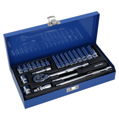 AB Tools 1/4" Drive Metric mm Shallow And Deep Socket And Accessory Set 413mm 24Pc from B&Q