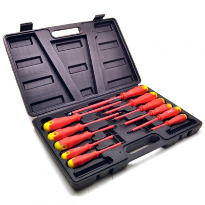 AB Tools Electricians Insulated Electrical Screwdriver Soft Grip 11Pc Set With Case Sil01 from B&Q