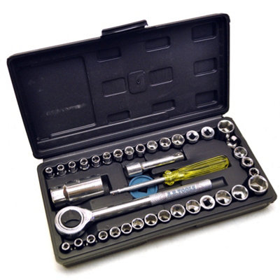 AB Tools 40Pc Socket Set Imperial + Metric 1/4" 3/8" Extension Ratchet Sil178 from B&Q