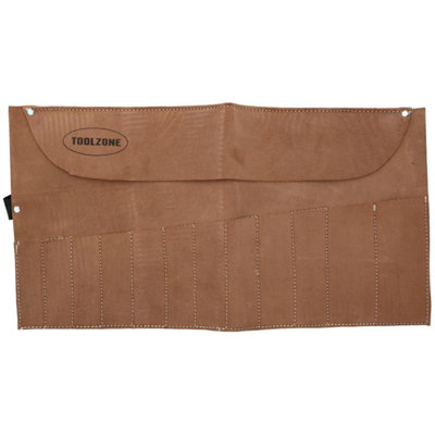 B&Q -  12 Pocket Leather Tool Pouch Roll Holder Pocket Cover