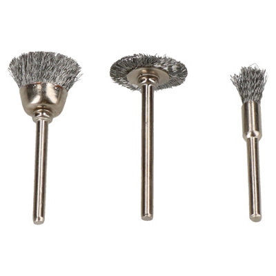 Ab Tools 3Pc Mini Rotary Steel Brush Metal Cleaning Polishing Set Suitable For Dremel