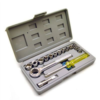 AB Tools 1/4" Drive Shallow Socket Set With Ratchet 17Pc Metric 4mm To 13mm Te397 from B&Q