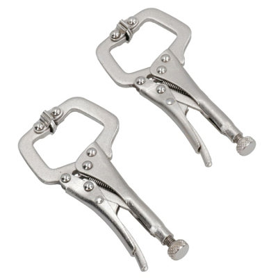 AB Tools 2Pc 4In Mini Locking C Clamp Fastener Welding Mole Grip Adjustable from B&Q