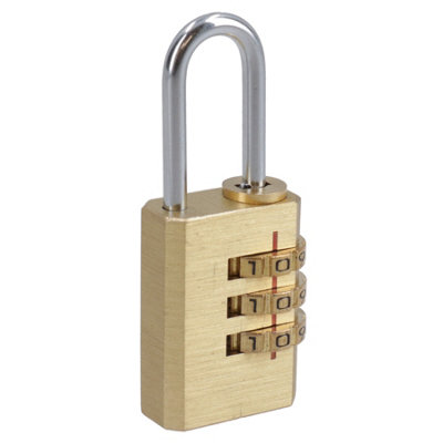 AB Tools Small Brass Combination Resettable Padlock Suitcase Luggage Shed Garage Fence