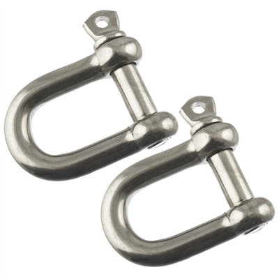 AB Tools 2 Pack 12mm Galvanised Steel D Shackle Dee Link Chandlery Lifting Towing from B&Q