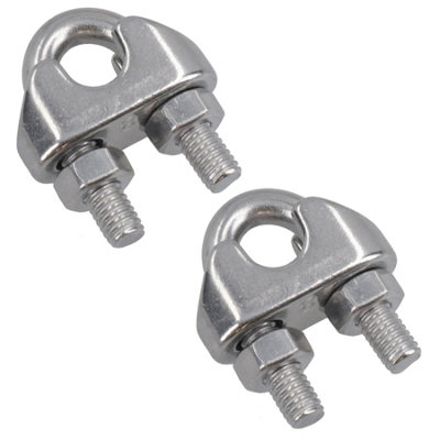 B&Q -  8mm Wire Rope / Cable Grip / Clamp Stainless Steel 316 Marine Grade 2 Pack Dk47