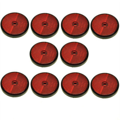 B&Q -  Red Round Rear Reflector Pack Of 10 For Trailers Fence Gate Posts Tr072