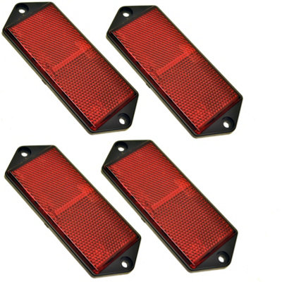Ab Tools Large Rectangular Rear Reflector Pack Of 4 Trailer Fence / Gate Post Tr073 Red