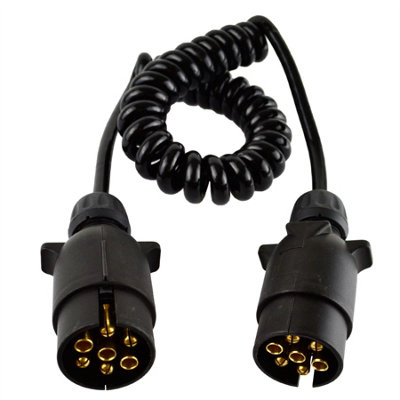 Ab Tools Trailer Electrics Curly Extension Cable Male To Male 7 Pin 1.5M