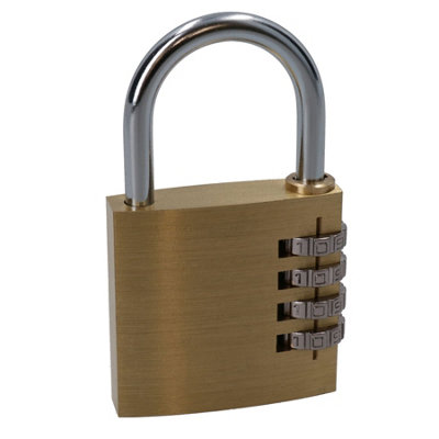 Ab Tools 50Mm Brass Combination Padlock / Lock / Security Shed Garage Door
