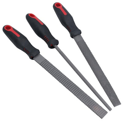 AB Tools 3Pcs 8" / 200mm Wood Rasp File Set With Soft Grips Woodworking Carpentry from B&Q