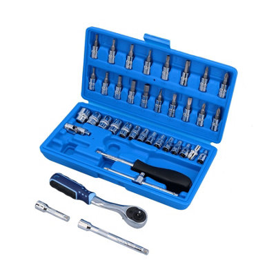 Ab Tools 38Pc 1/4In Drive Metric Socket Accessory Bit Ratchet Extension 4Mm - 14Mm