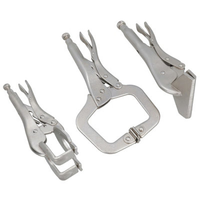 AB Tools 3Pc Welding Clamp Locking Grips C Clamp Fasteners Mole Clasp from B&Q
