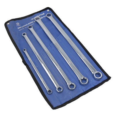 B&Q -  5Pc Metric Extra Long Double Ring Spanner Aviation Spanner Wrench 8mm-19mm