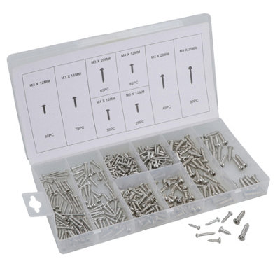 AB Tools 410Pc Stainless Steel Metal Screws Self Tapping Screw M3M5 Phillips Head from B&Q