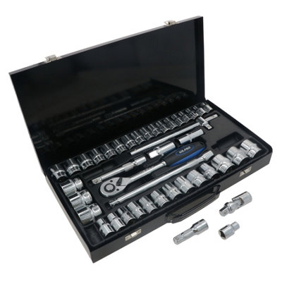AB Tools 1/2" Drive Metric mm And Imperial Af Sae Shallow Extendable Socket Set 42Pc from B&Q