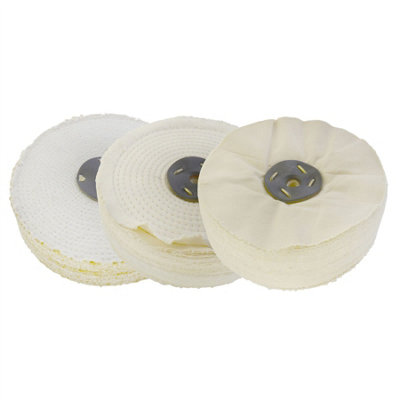 AB Tools Coarse Medium Final G Polishing Buffing Mops Sisal Floppy 8" X 2" 4 Section 3Pc from B&Q