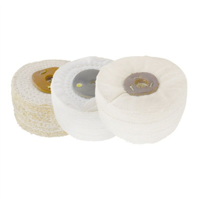 AB Tools Coarse Medium Final G Polishing Buffing Mops Sisal Floppy 4" X 2" 4 Section 3Pc from B&Q