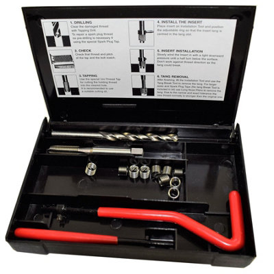 AB Tools 1/4" X 26 Bsc Thread Tap Repair Cutter Kit Helicoil Damaged Threads 14Pc Kit from B&Q