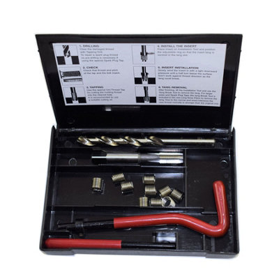 AB Tools 5/16" X 24 Unf Imperial Tap Repair Cutter Kit Helicoil Damaged Threads 14Pc Kit from B&Q