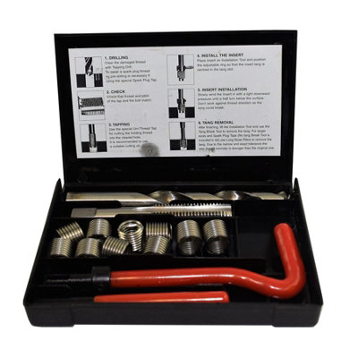 Apollo Slab Tech 1/2" X 13 Unc Imperial Tap Repair Cutter Kit Helicoil Damaged Threads 14Pc Kit from B&Q