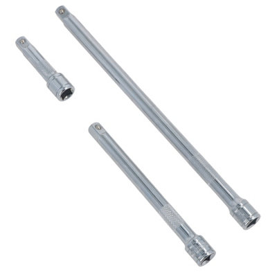 AB Tools 3/8" Drive Straight Socket Extension Bar Set 75mm 150mm + 250mm 3Pc