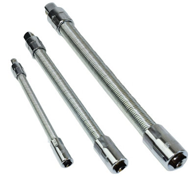 B&Q -  3Pc Mixed Drive Flexible Flexi Socket Extension Bar Adapter Set 1/4 3/8 + 1/2