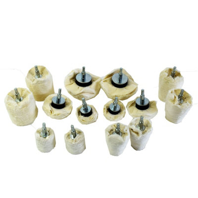 AB Tools 14Pc Buffers Shaped Cloth Cotton Mop Polishing Buffing Buffs Drill 6.35mm Shank from B&Q