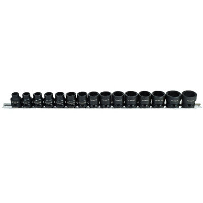 AB Tools Metric Stubby 1/2" Drive Shallow Sockets 6 Sided Single Hex 1024mm 15Pc Set from B&Q