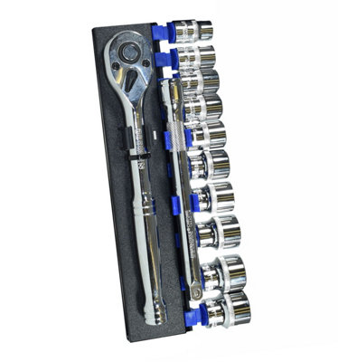 AB Tools 3/8" Drive Metric Shallow And Accessory Kit Set 10mm19mm 12Pcs Bergen from B&Q