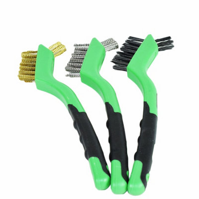 AB Tools Wire Brush Set Rust Removal Cleaning Steel Brass Nylon Tpr Handles 3Pc from B&Q