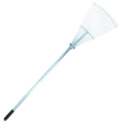 AB Tools Expanding Lawn Rake Soil Leaves Leaf Raker 15 Teeth 190 To 570mm Span