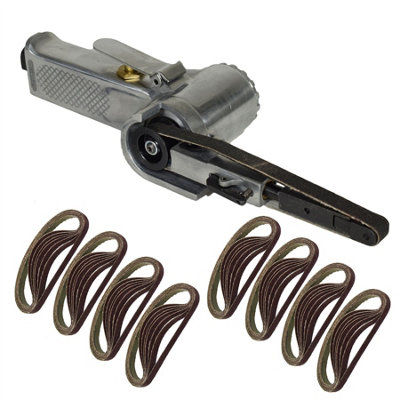 B&Q -  10mm 330 X 10mm Wide Air Finger Belt Sander Power File Detail Sanding And 50 Belts