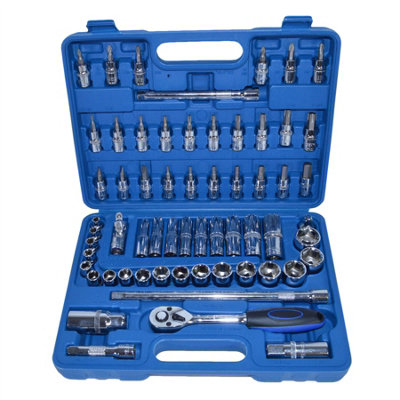 B&Q -  3/8" Drive Metric Shallow And Deep Socket And Accessory Kit 61Pc Set