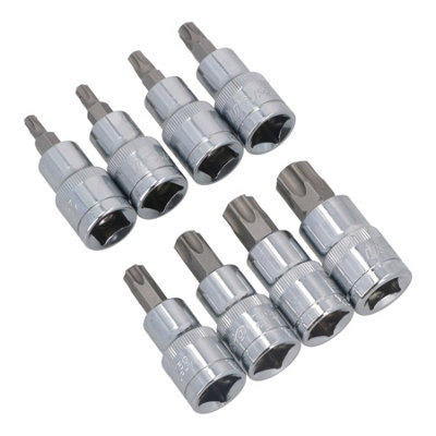 Ab Tools 1/2" Torx Star Male Bit Sockets T27 - T70 8Pc Set By Bergen