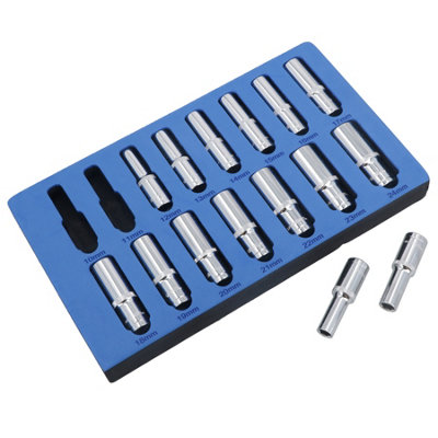 AB Tools 1/2" Drive Deep Metric 6-Sided Single Hex Sockets Rail 15Pc 1024mm Bergen from B&Q