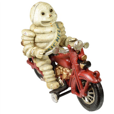 AB Tools Michelin Man Motorcycle Motorbike Bike Mascot Figure Statue Bibendum Cast Iron from B&Q