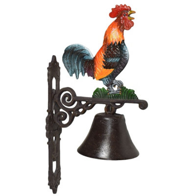 AB Tools Cockerel Rooster Chicken Bell Cast Iron Sign Door Wall Fence Post Gate House from B&Q